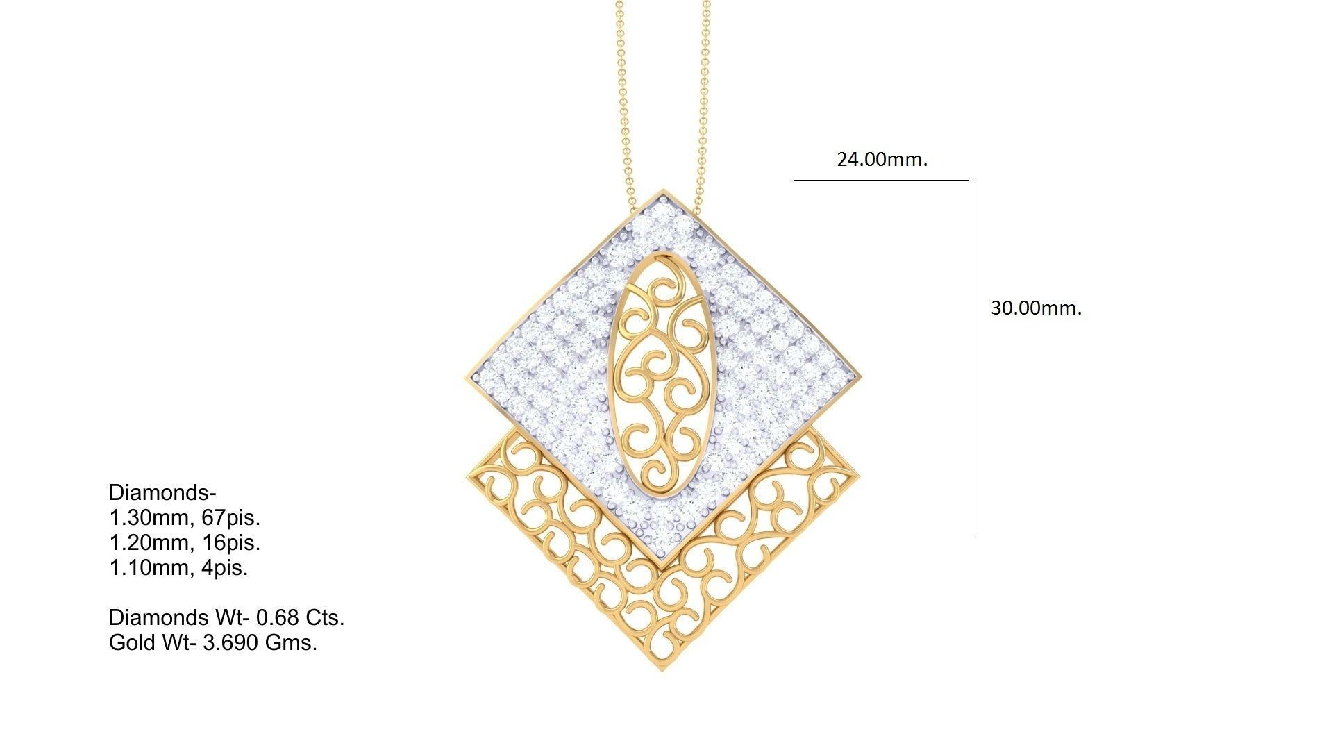 Cocktail Diamond Pendant 3dm stl obj gltf glb 3mf renders detail 3D print model_4