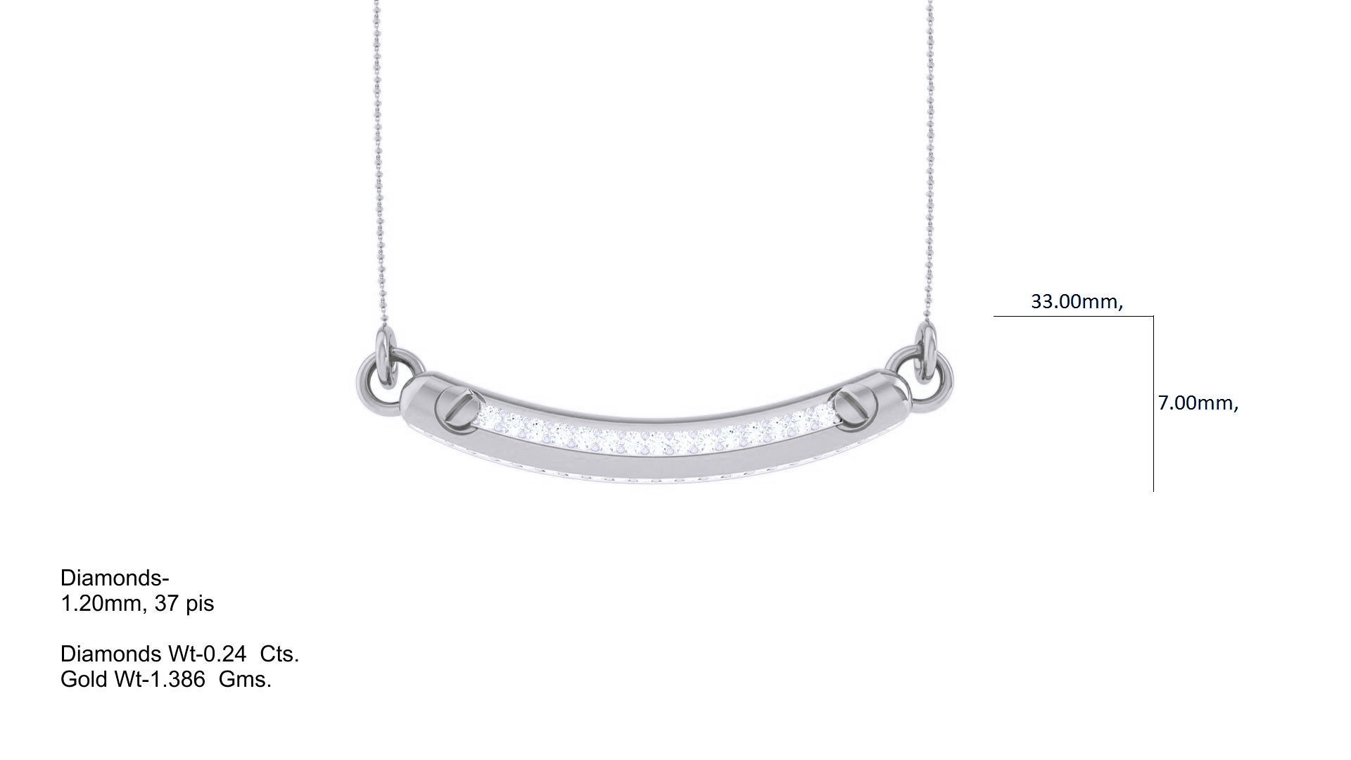 Delicate Screw Head Necklace 3dm stl obj gltf glb 3mf renders 3D print model_6