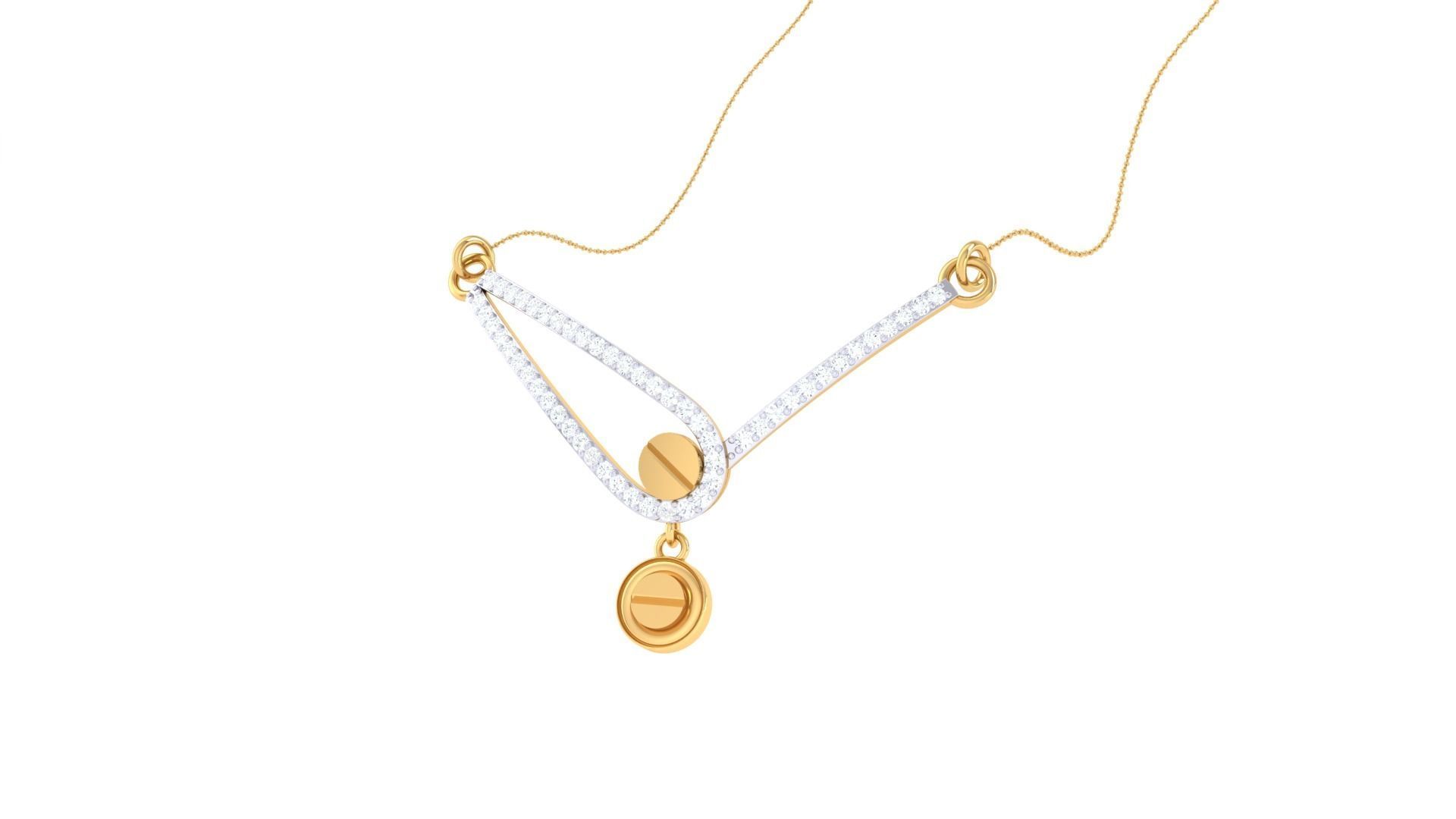 Delicate Screw Head Necklace 3dm stl obj gltf glb 3mf renders 3D print model_1