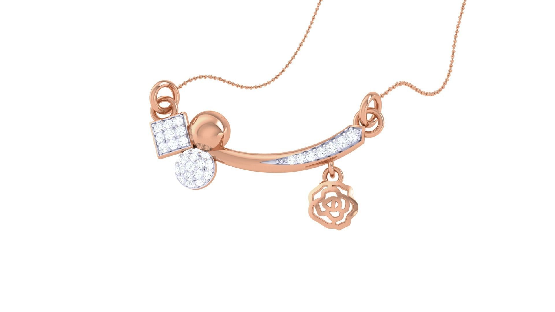 Delicate Flower Necklace 3dm stl obj gltf glb 3mf renders detail 3D print model_3