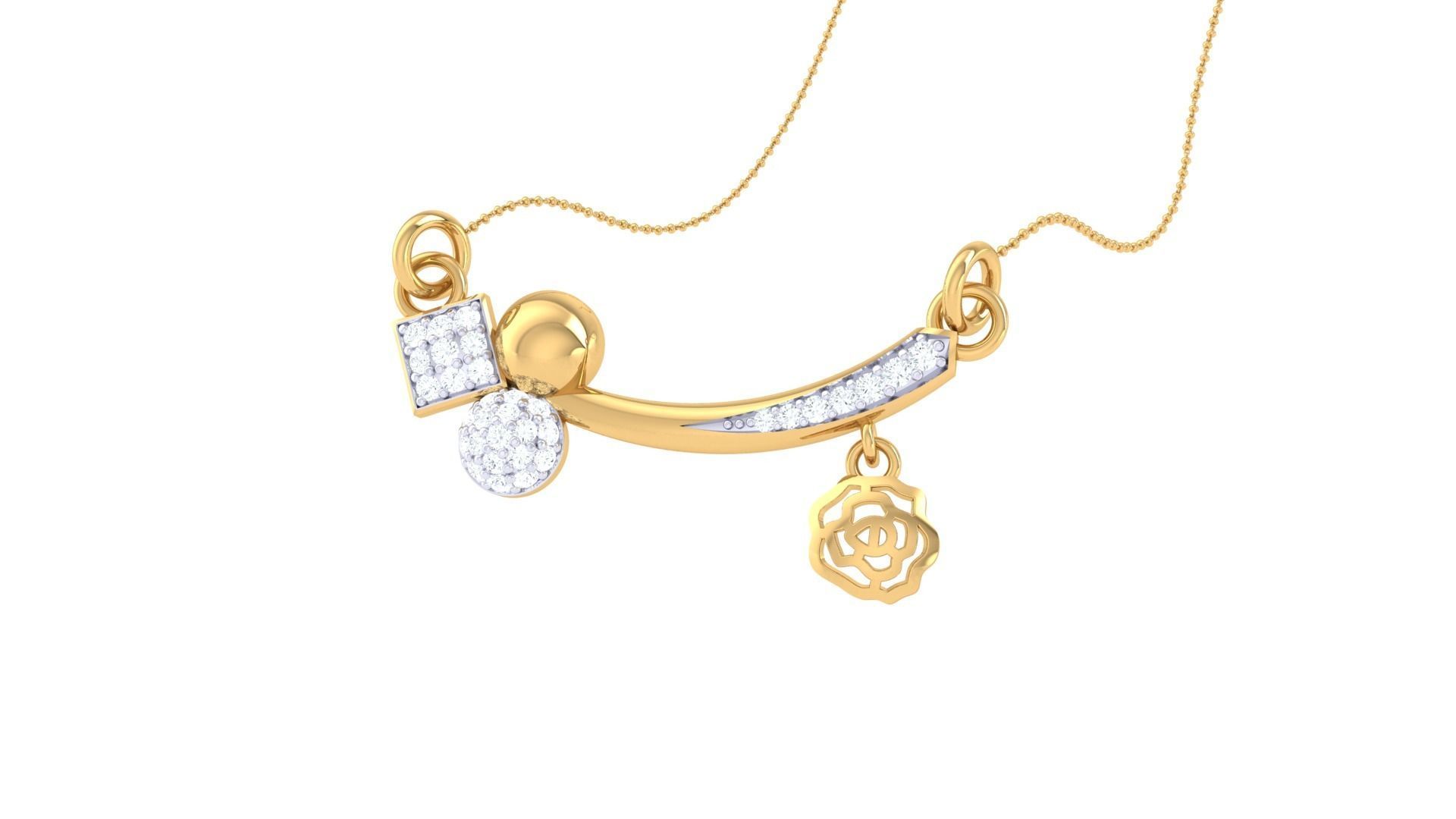 Delicate Flower Necklace 3dm stl obj gltf glb 3mf renders detail 3D print model_2