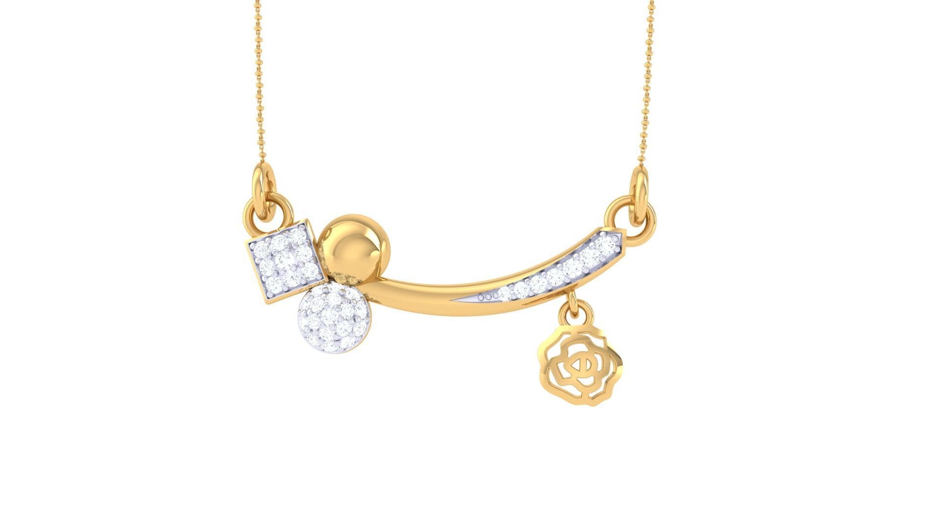 Delicate Flower Necklace 3dm stl obj gltf glb 3mf renders detail 3D print model_7