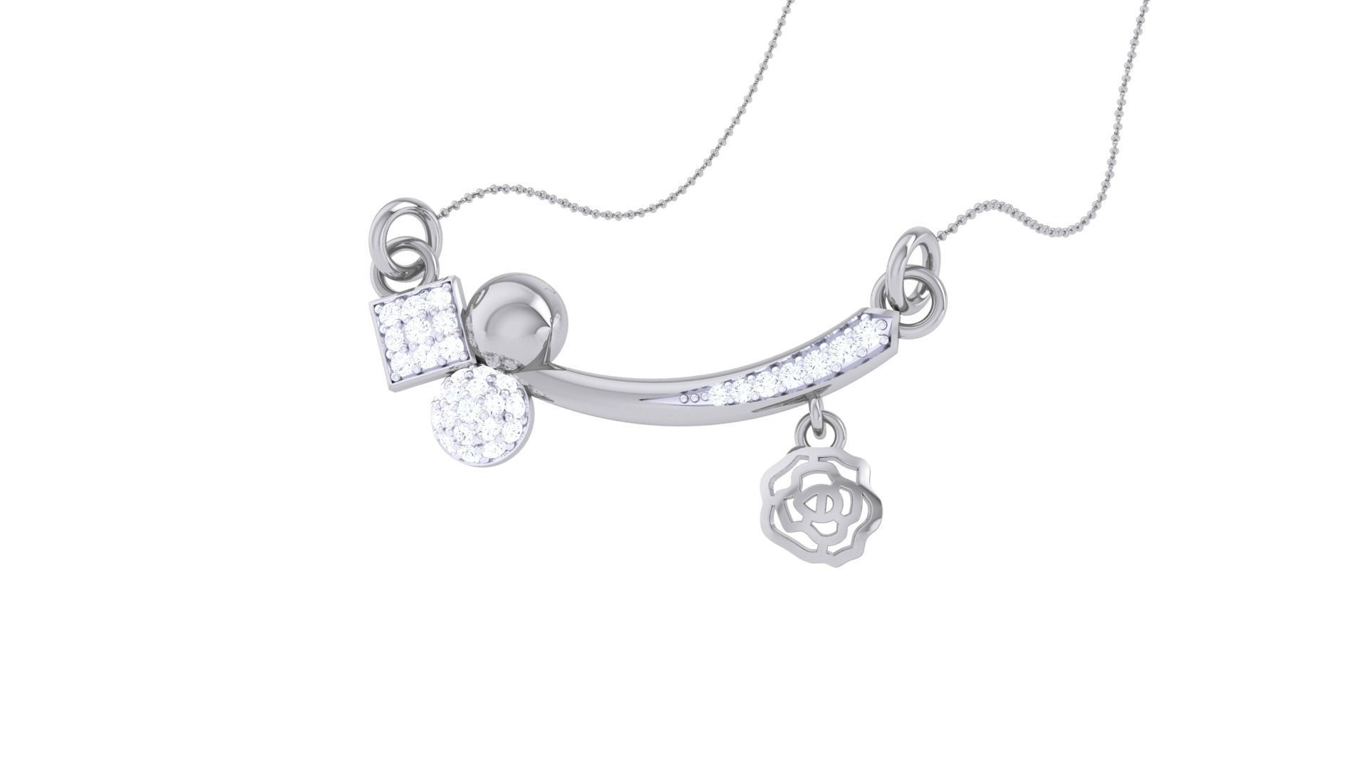 Delicate Flower Necklace 3dm stl obj gltf glb 3mf renders detail 3D print model_1