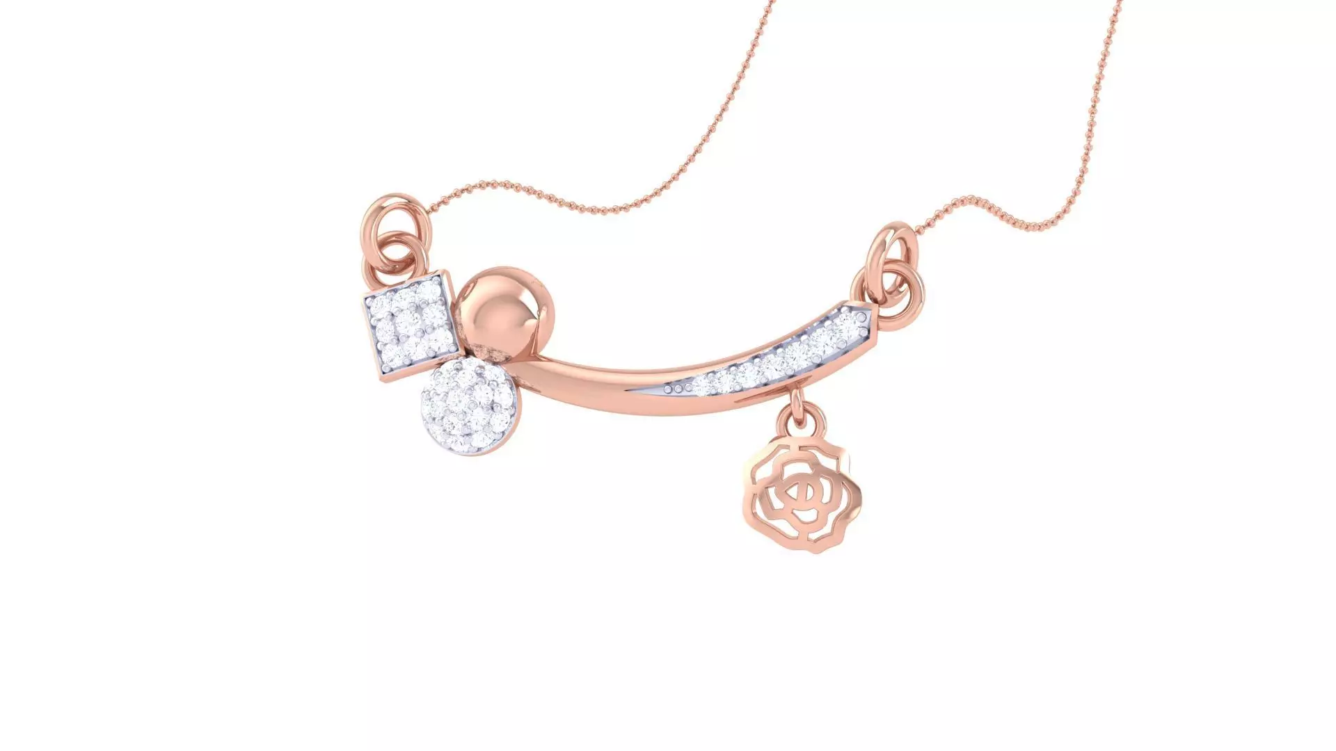 Delicate Flower Necklace 3dm stl obj gltf glb 3mf renders detail 3D print model_0