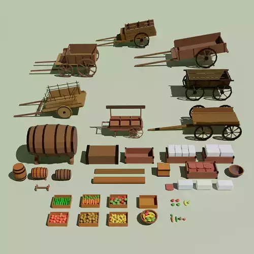 Carts Pack Low-poly 3D model