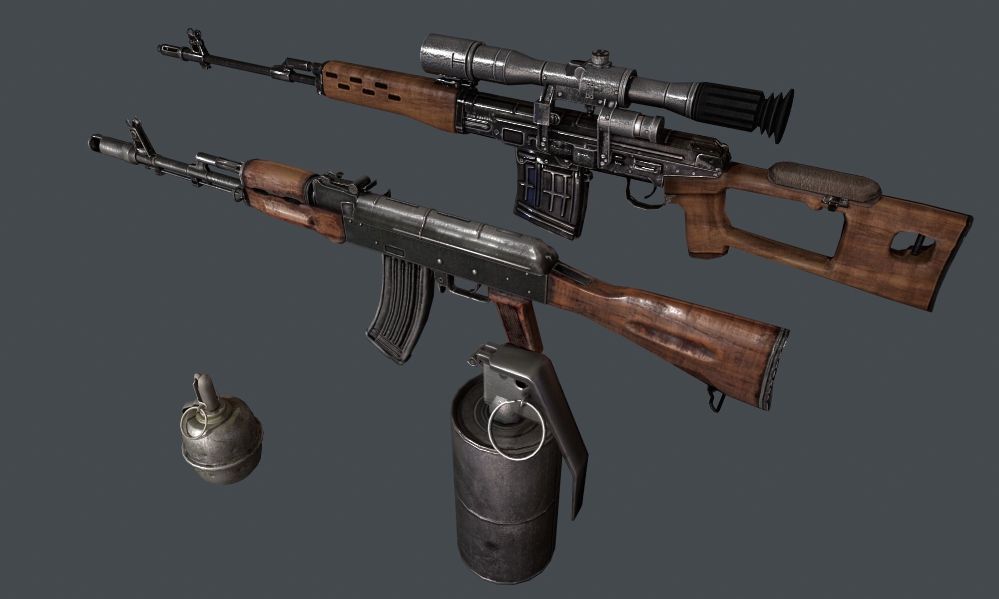 Weapon Pack Low-poly 3D model_3