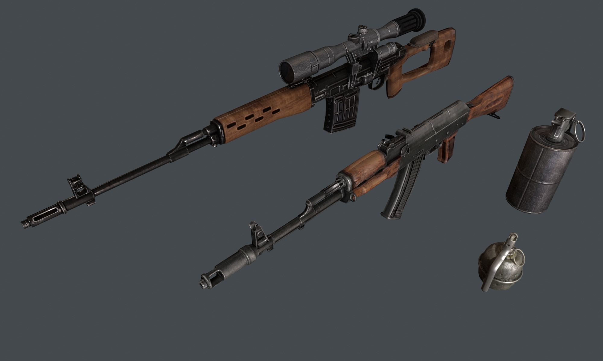 Weapon Pack Low-poly 3D model_2