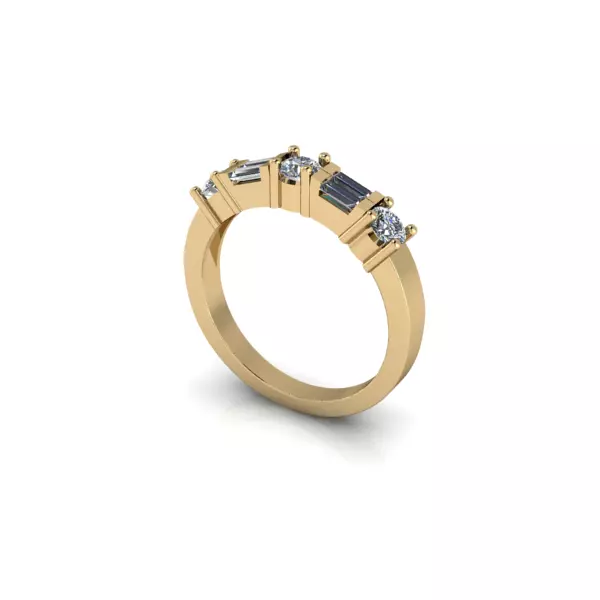 VINTAGE BAGUETTE AND ROUND DIAMOND WEDDING BAND 3D print model 3D print model