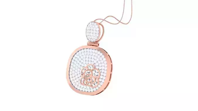 Flower Diamond Head Cocktail Diamond Pendant 3dm stl obj gltf