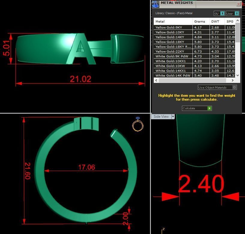 Jewelry Alphabet Ring A 3D print model_2