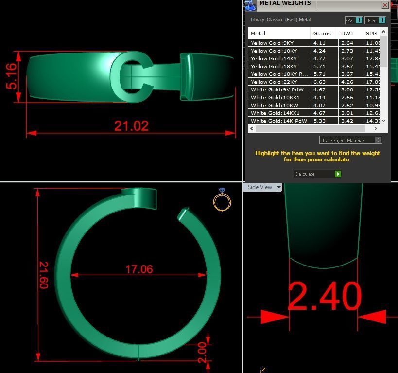 Jewelry Alphabet Ring C 3D print model_9