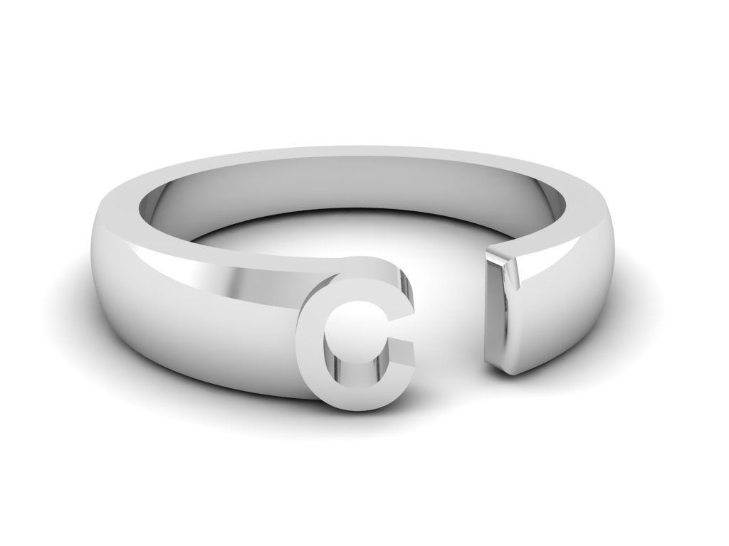 Jewelry Alphabet Ring C 3D print model_14