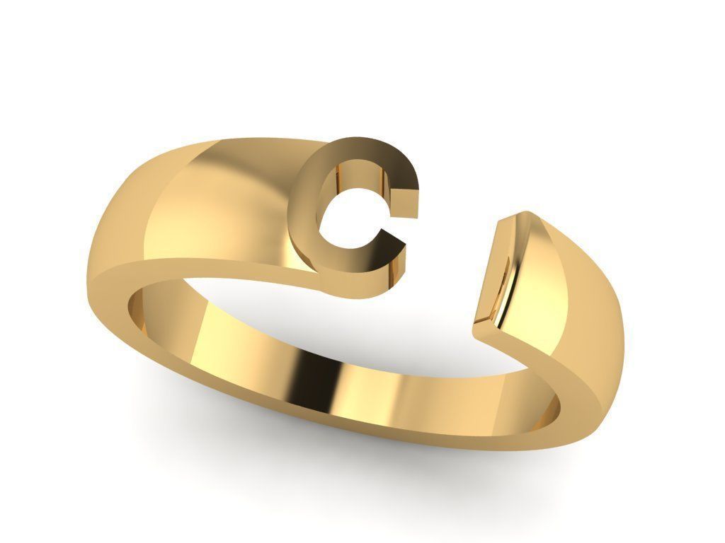 Jewelry Alphabet Ring C 3D print model_19