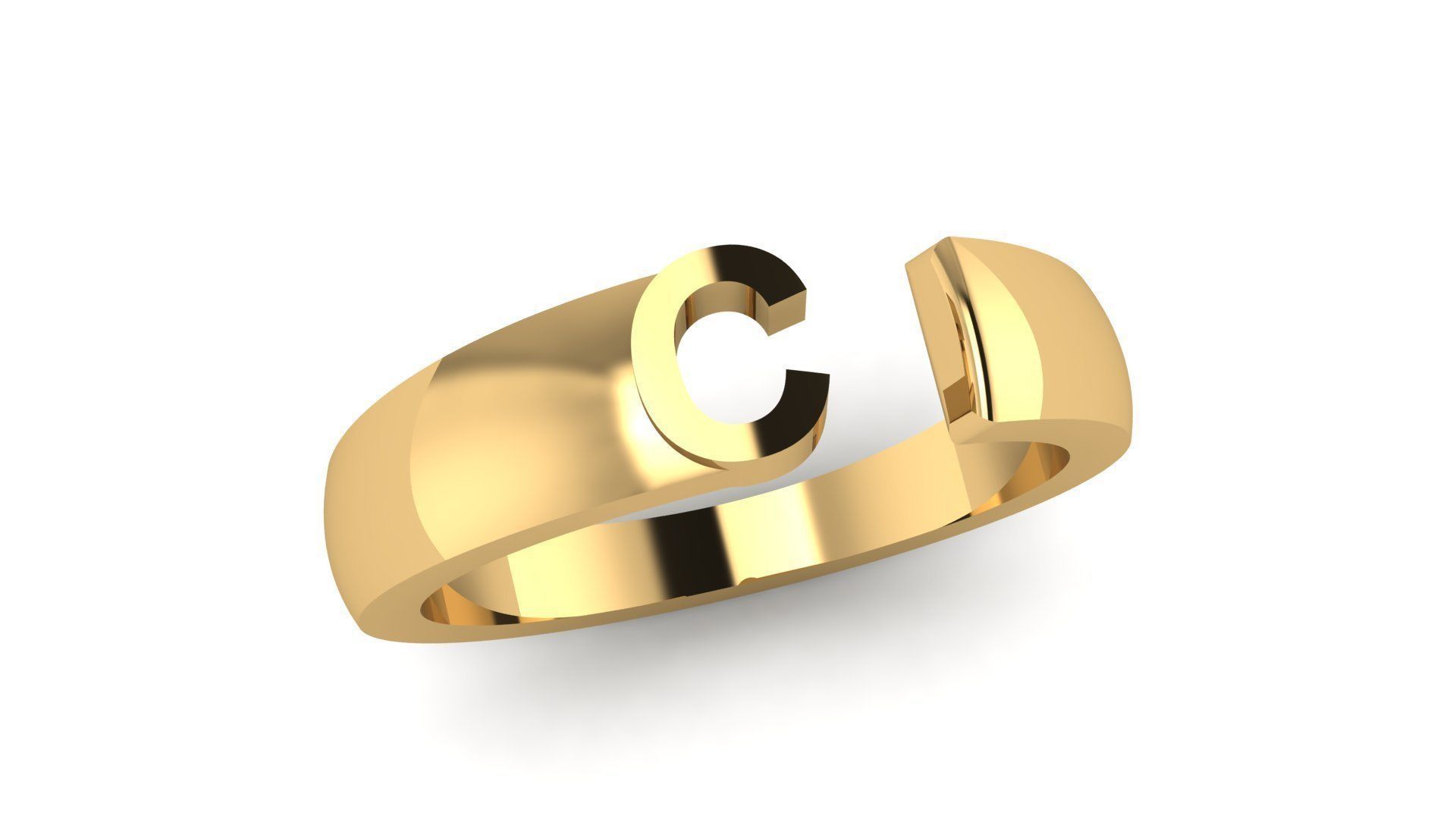 Jewelry Alphabet Ring C 3D print model_16