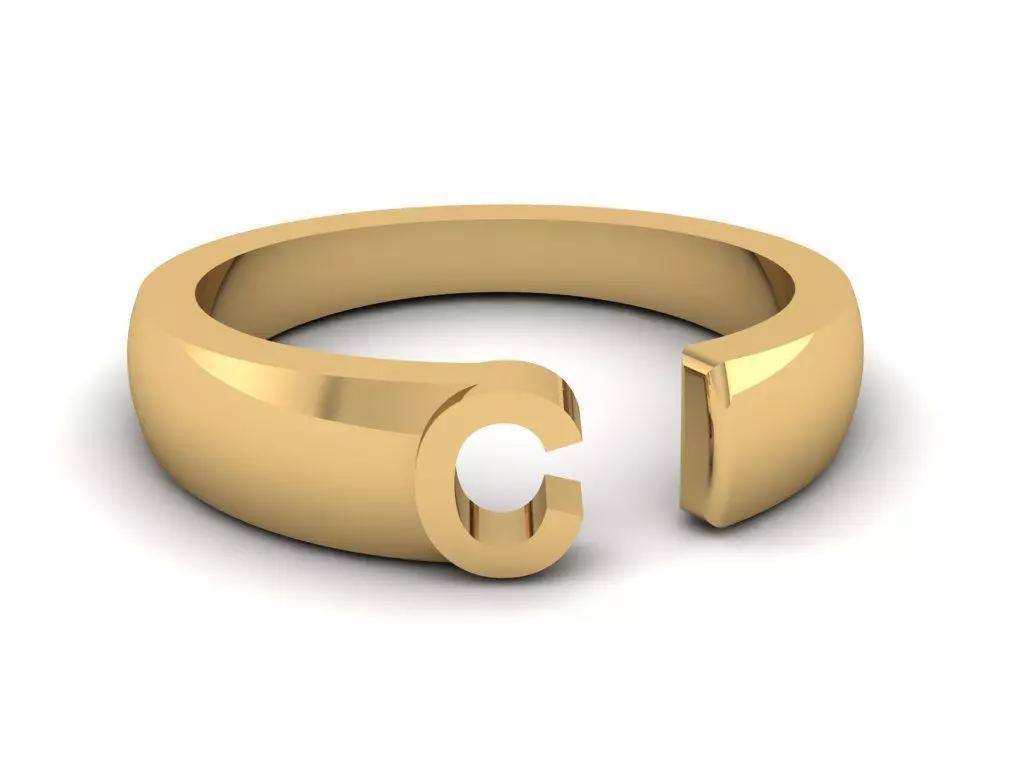 Jewelry Alphabet Ring C 3D print model_0