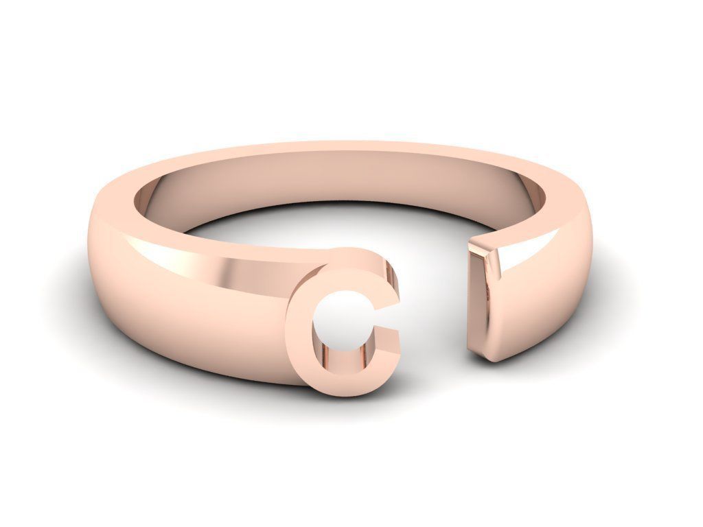 Jewelry Alphabet Ring C 3D print model_7
