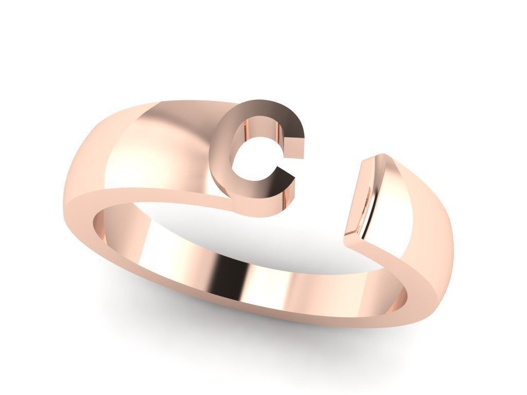 Jewelry Alphabet Ring C 3D print model_6