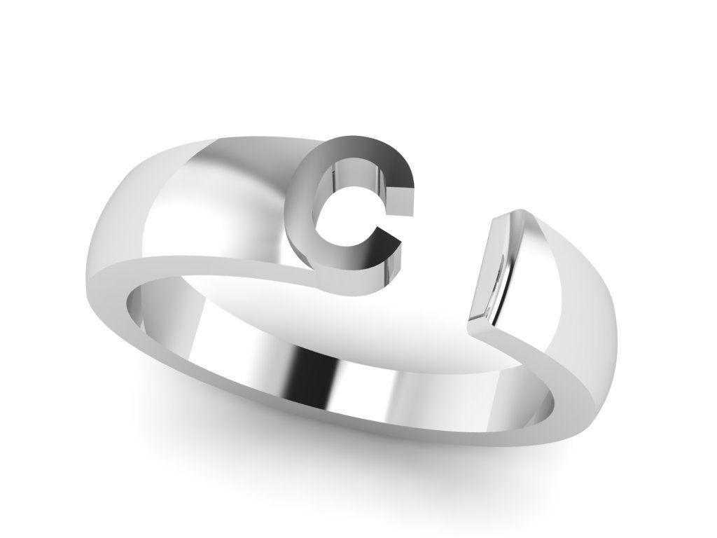 Jewelry Alphabet Ring C 3D print model_13
