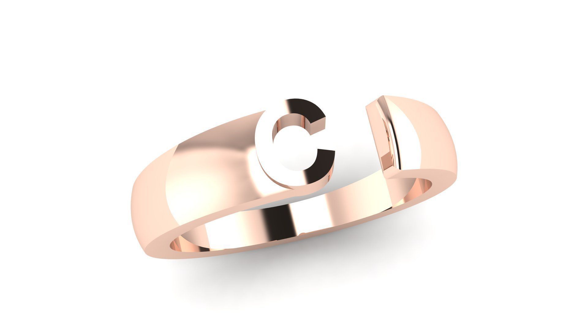 Jewelry Alphabet Ring C 3D print model_3