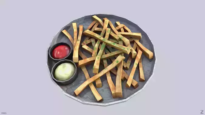 Fries Low-poly 3D model