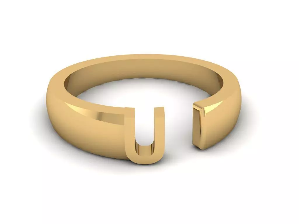 Jewelry Alphabet Ring U 3D print model