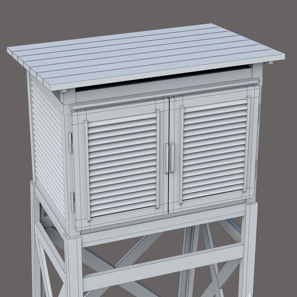 Weather meteo station building low poly Low-poly 3D model_8