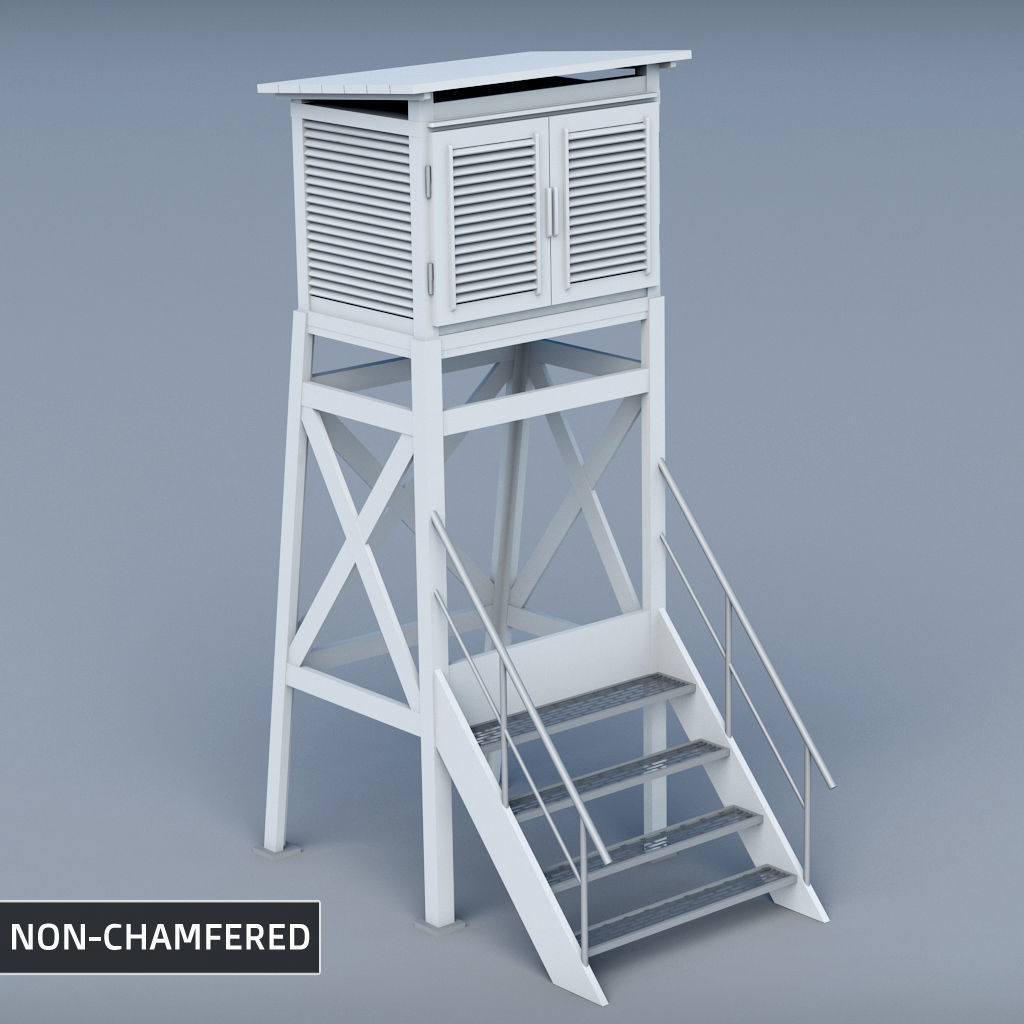 Weather meteo station building low poly Low-poly 3D model_7