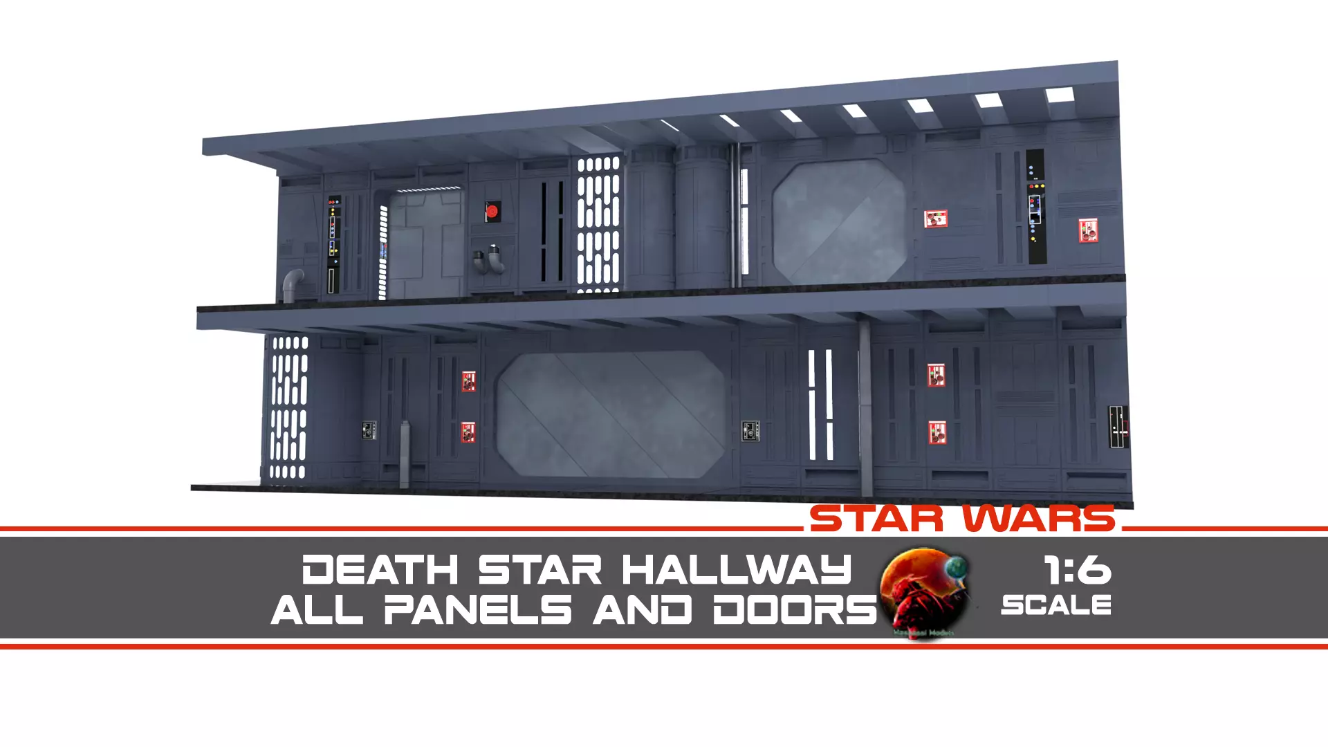 Death Star hallway walls and doors - 1-6 scale Hottoys 3D Model Collection_0