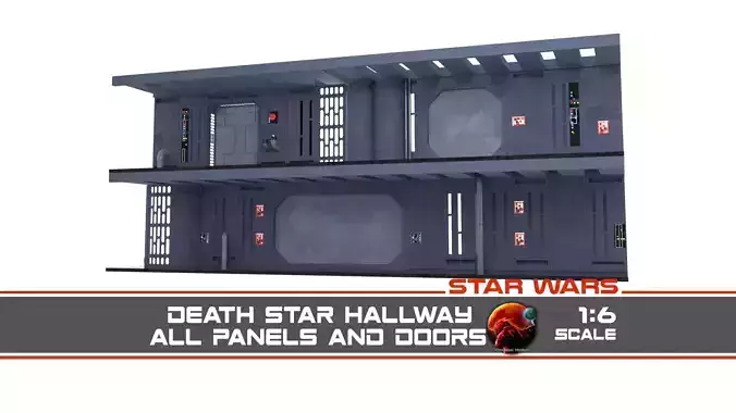 Death Star hallway walls and doors - 1-6 scale Hottoys 3D Model Collection