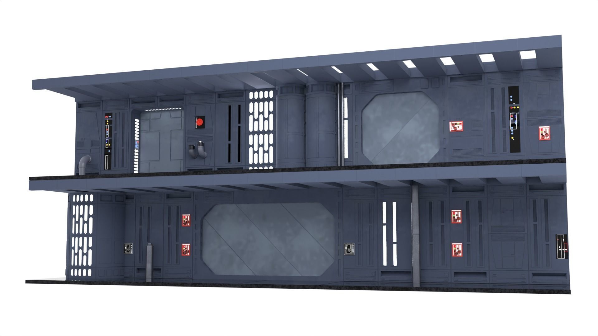 Death Star hallway walls and doors - 1-6 scale Hottoys 3D Model Collection_3