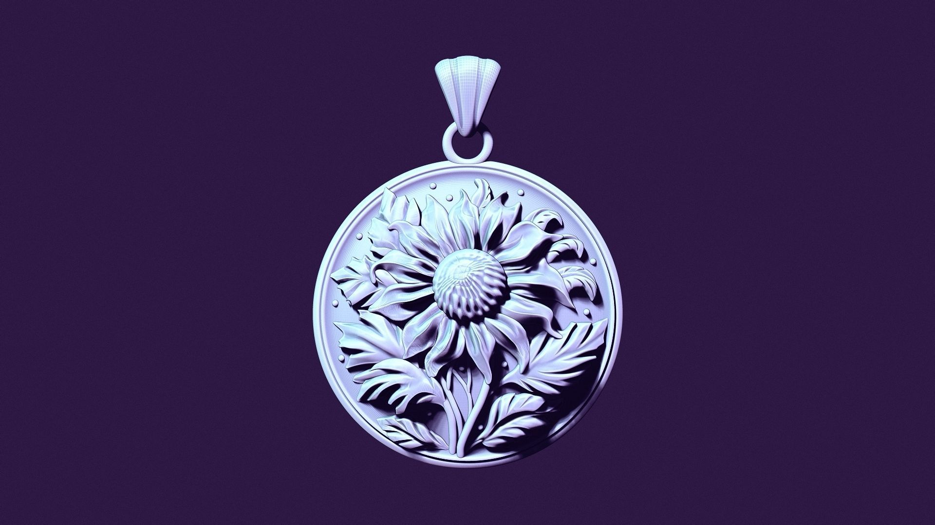 SUNFLOWER medallion for casting 3D print model_2