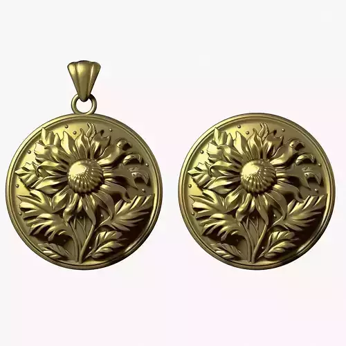 SUNFLOWER medallion for casting 3D print model SUNFLOWER medallion for casting 3D print model