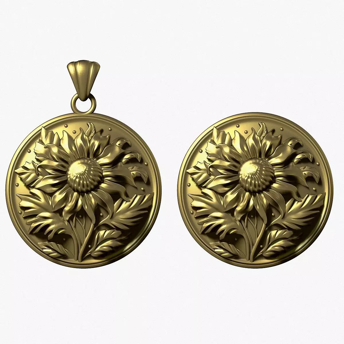 SUNFLOWER medallion for casting 3D print model_0