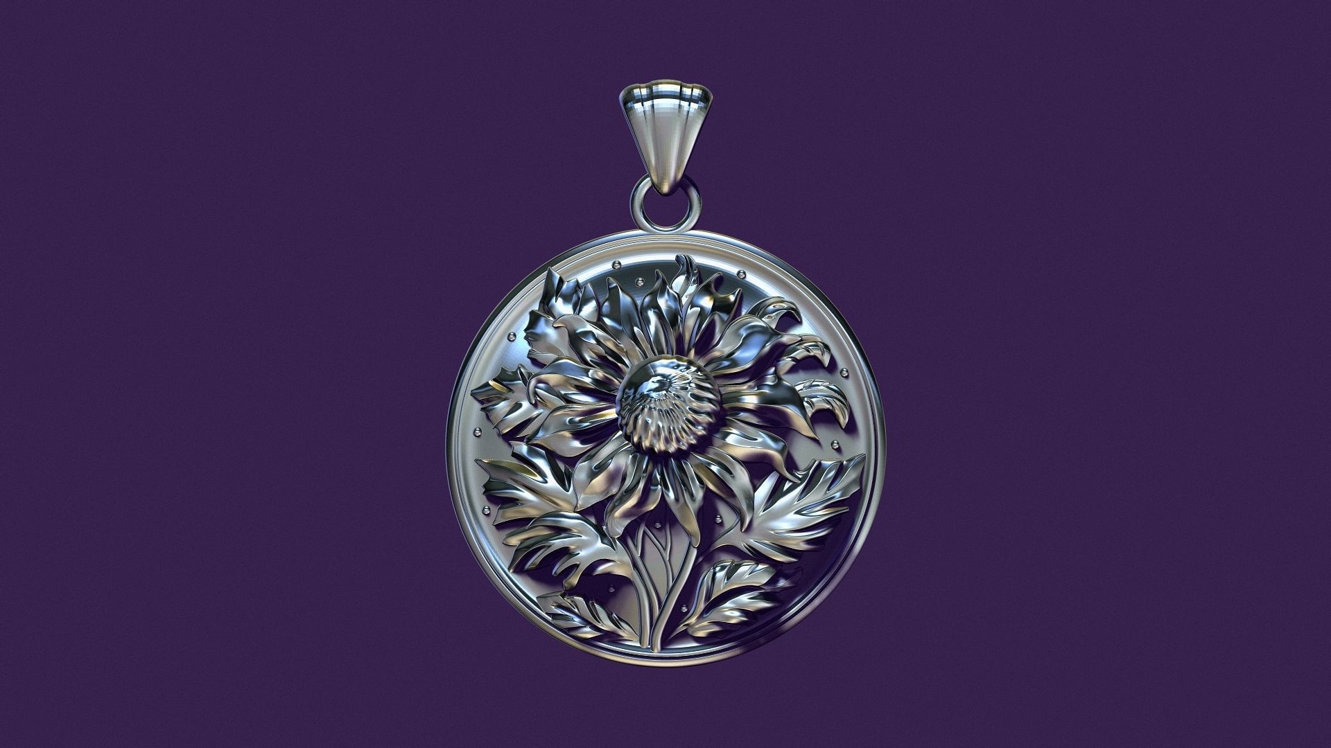 SUNFLOWER medallion for casting 3D print model_15