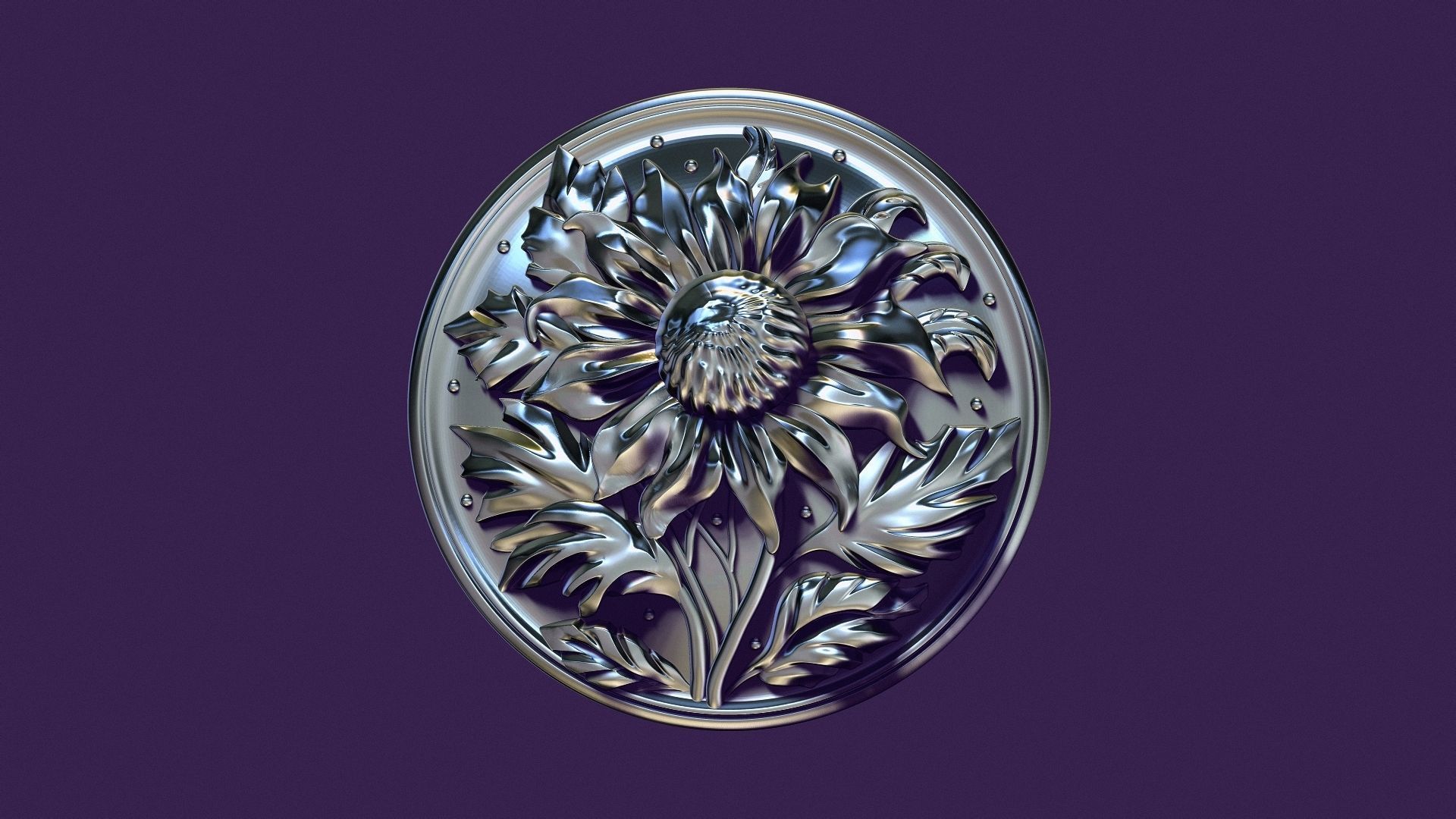 SUNFLOWER medallion for casting 3D print model_16