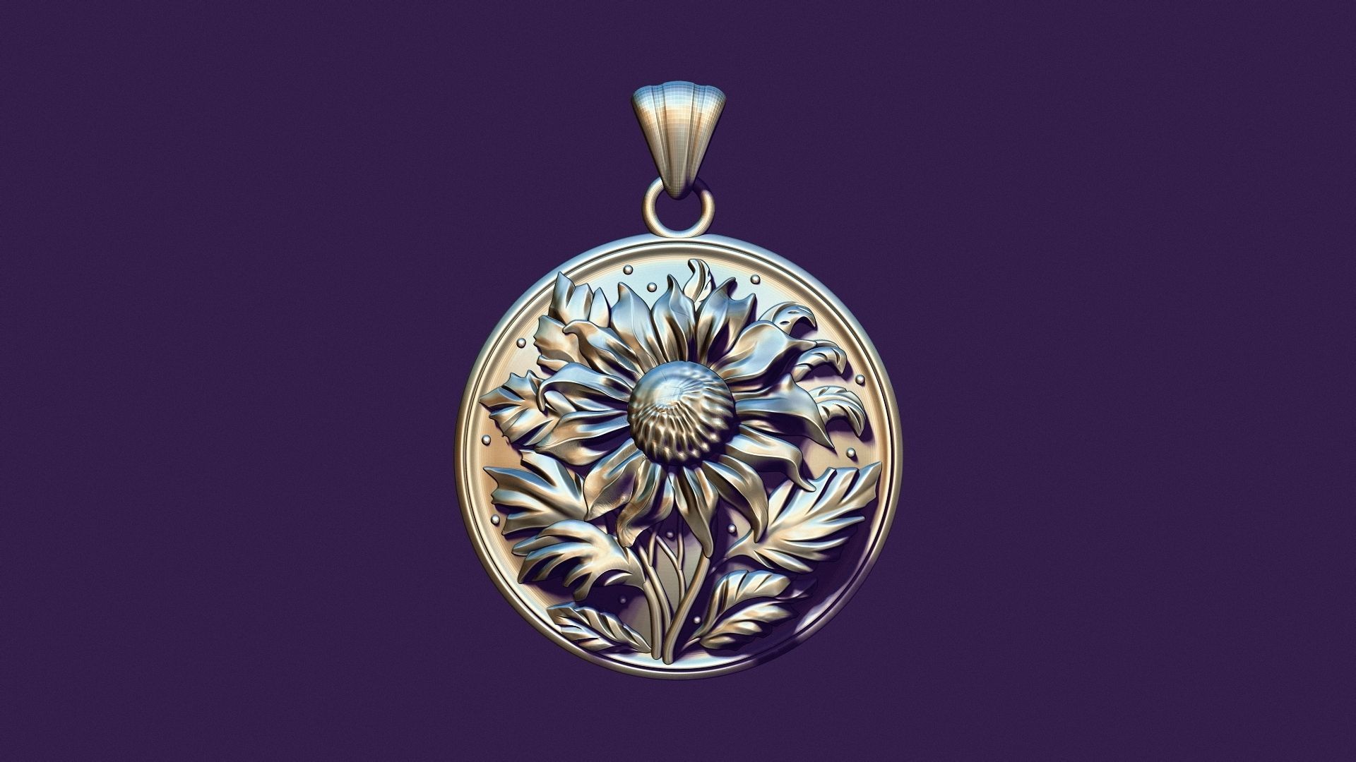 SUNFLOWER medallion for casting 3D print model_5