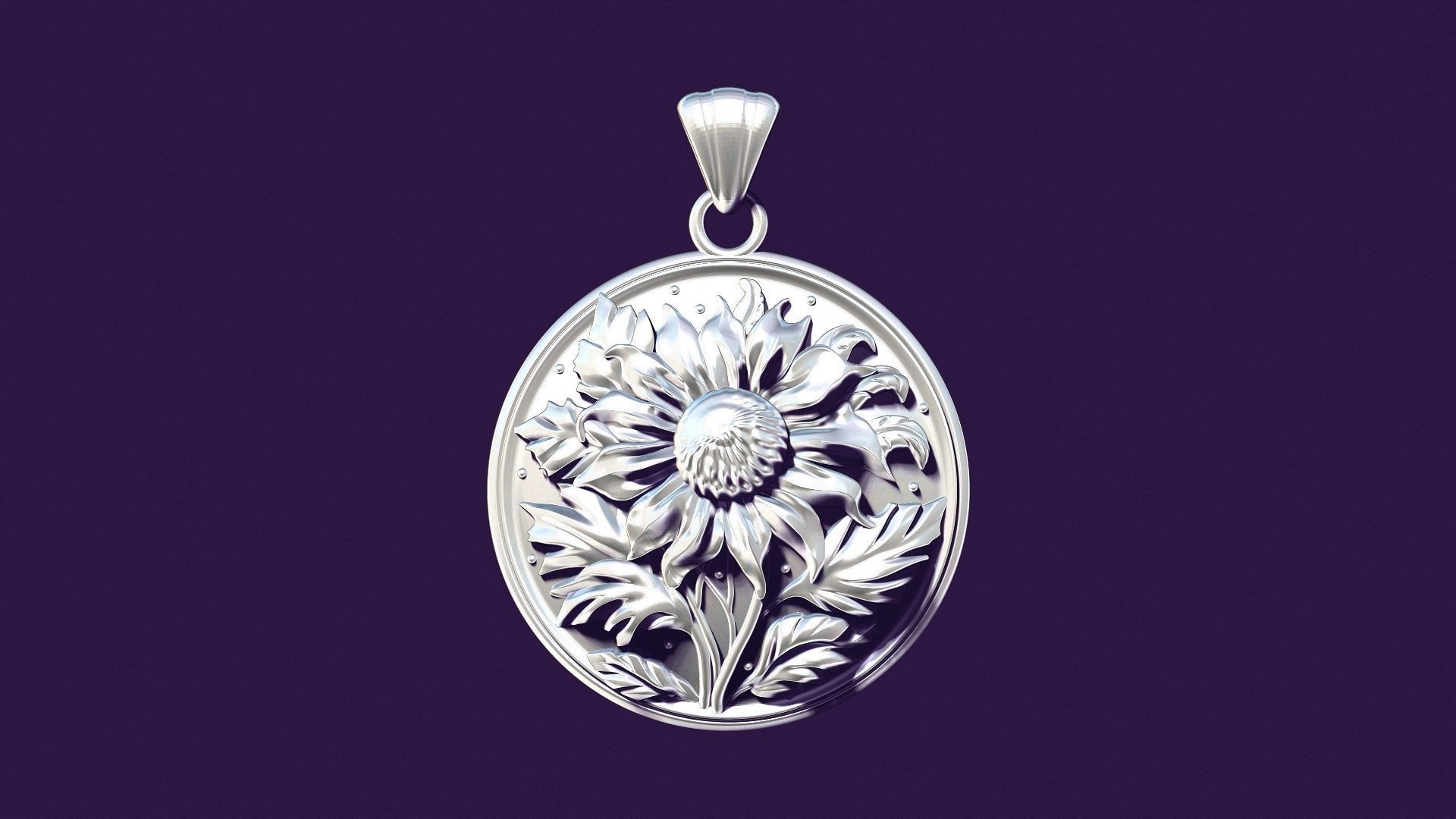 SUNFLOWER medallion for casting 3D print model_10