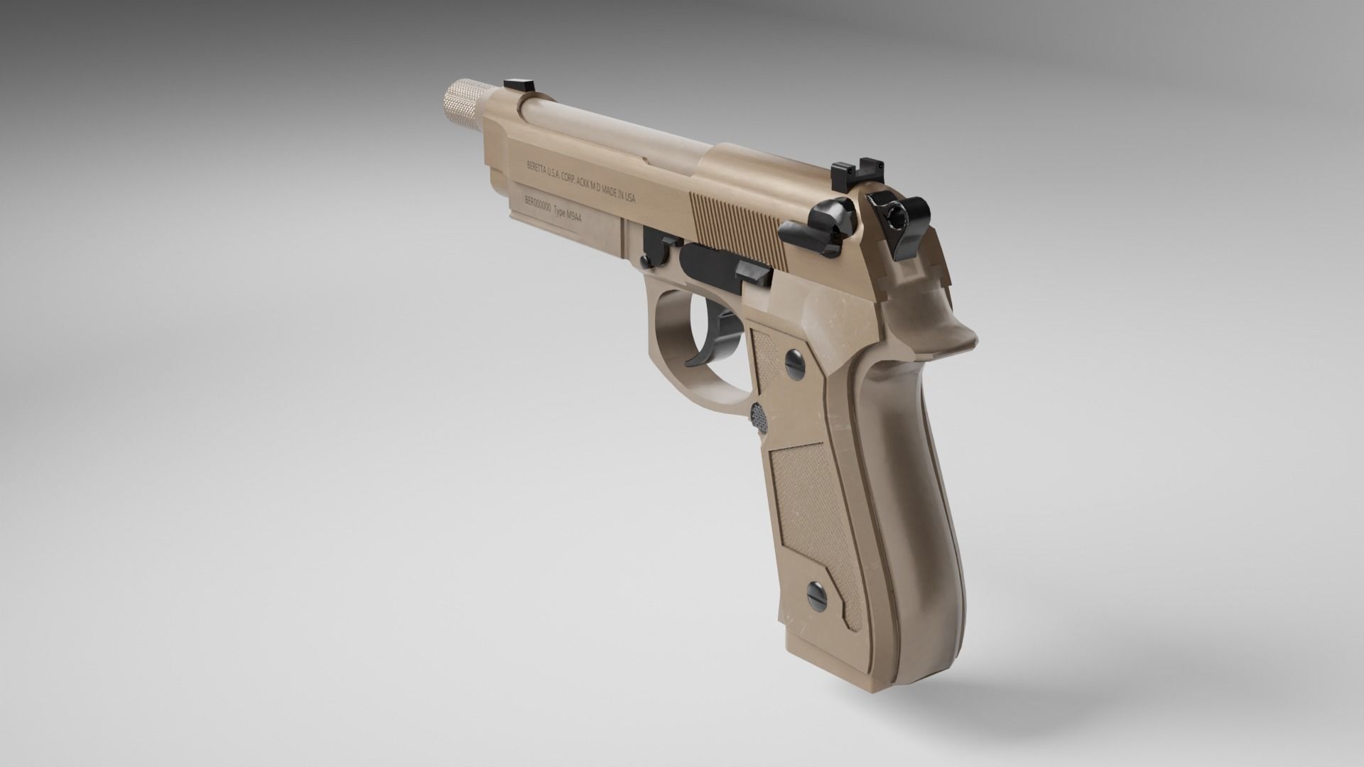 Beretta M9A4 Lowpoly Low-poly 3D model_3