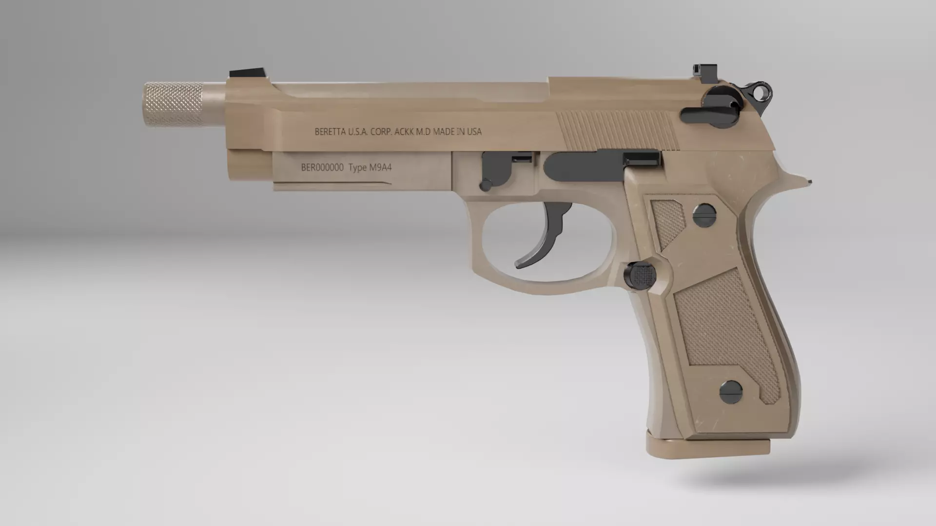 Beretta M9A4 Lowpoly Low-poly 3D model_0