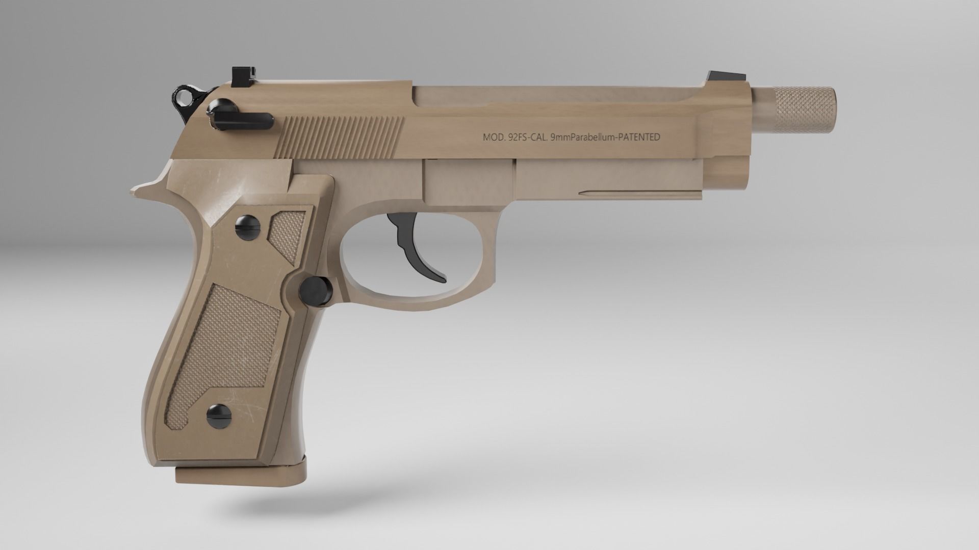 Beretta M9A4 Lowpoly Low-poly 3D model_2