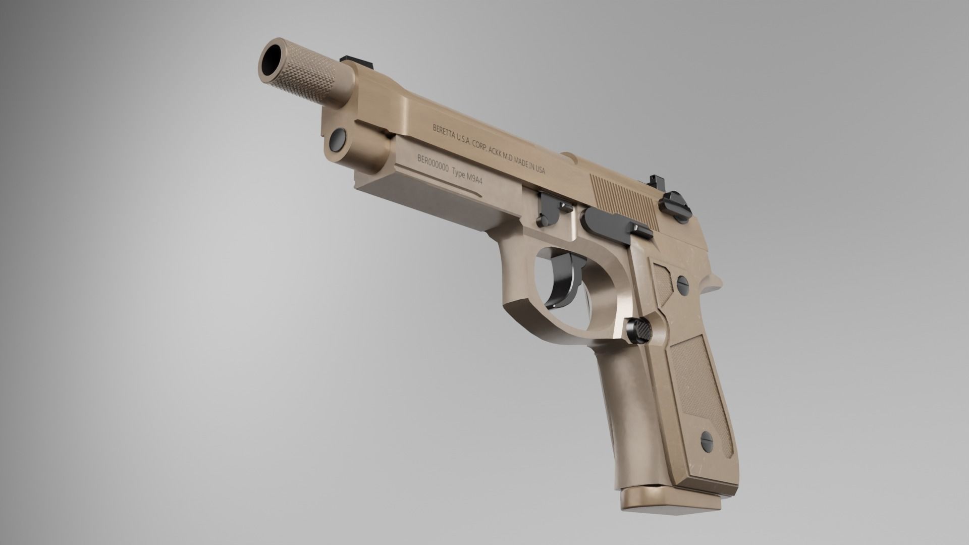 Beretta M9A4 Lowpoly Low-poly 3D model_4
