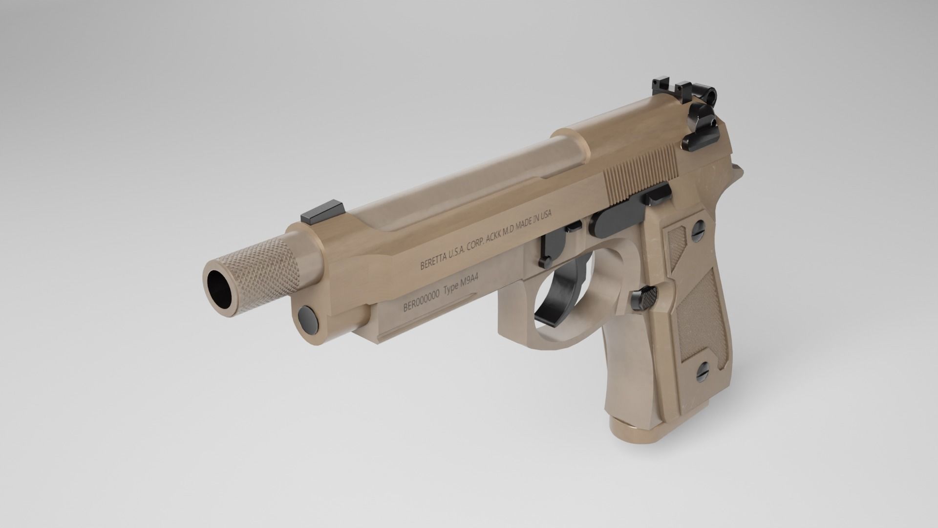 Beretta M9A4 Lowpoly Low-poly 3D model_1