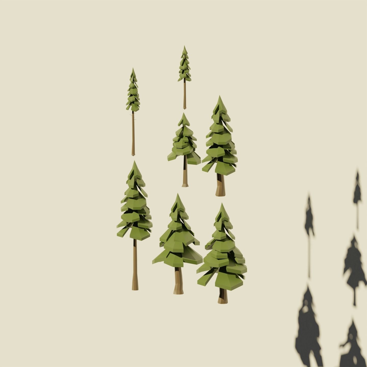 Low Poly Simple Trees Low-poly 3D model_5