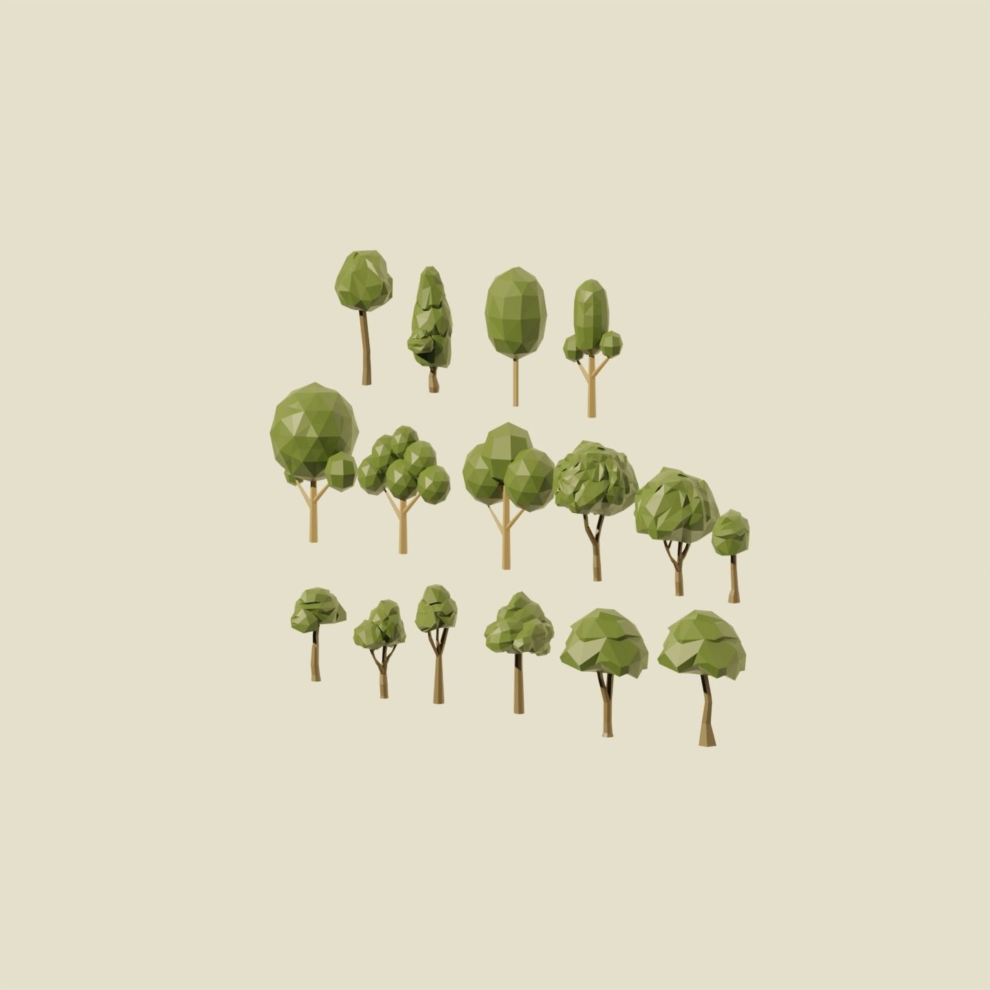 Low Poly Simple Trees Low-poly 3D model_4