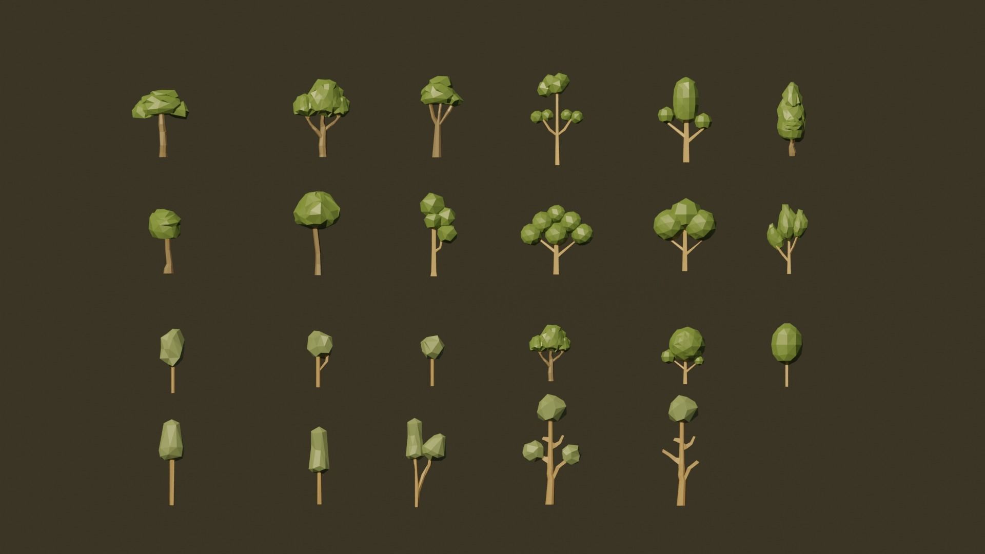 Low Poly Simple Trees Low-poly 3D model_7