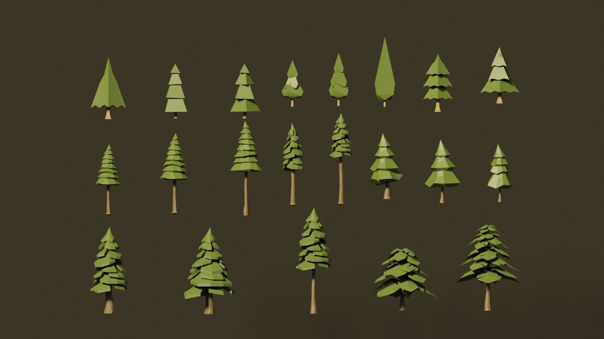 Low Poly Simple Trees Low-poly 3D model_6