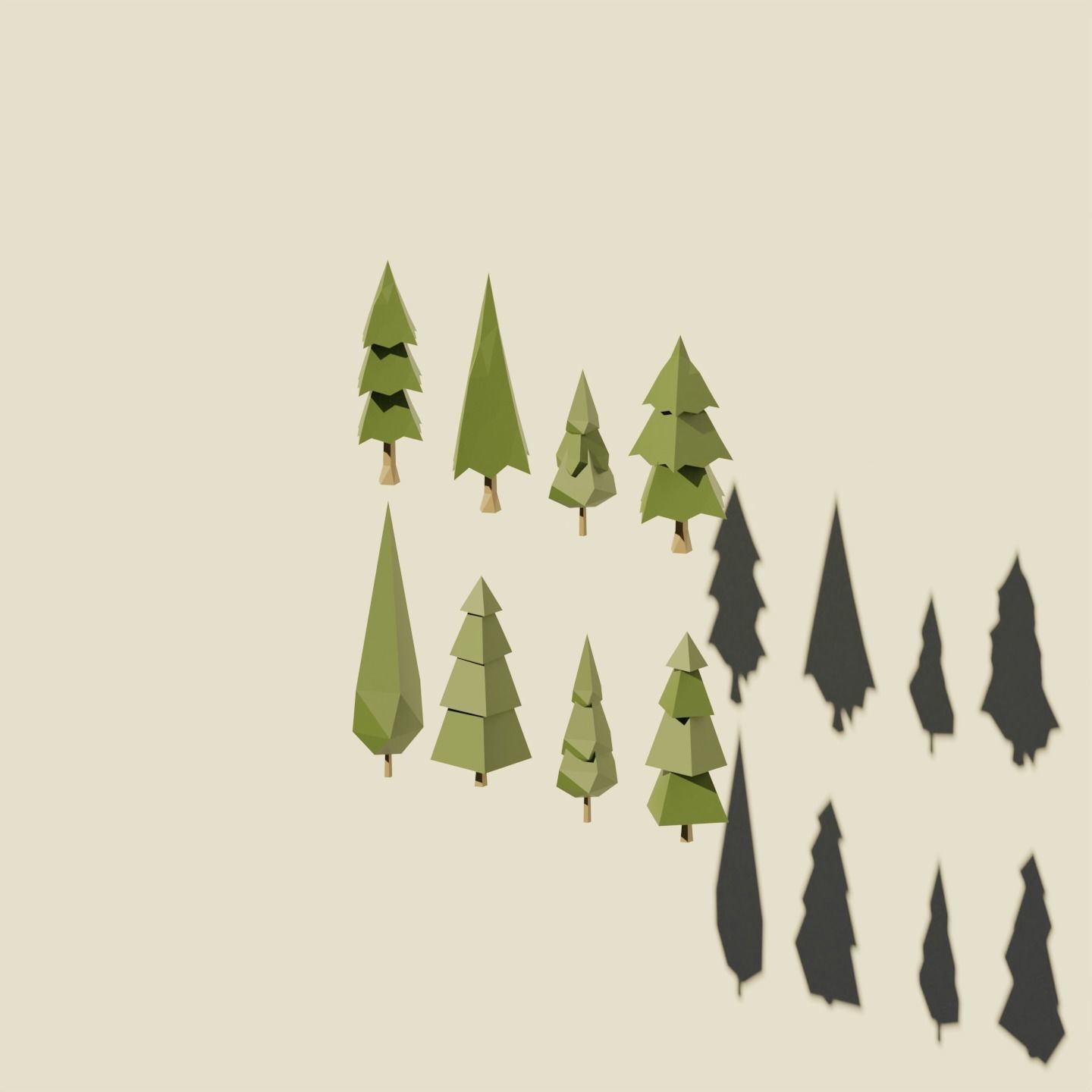 Low Poly Simple Trees Low-poly 3D model_2