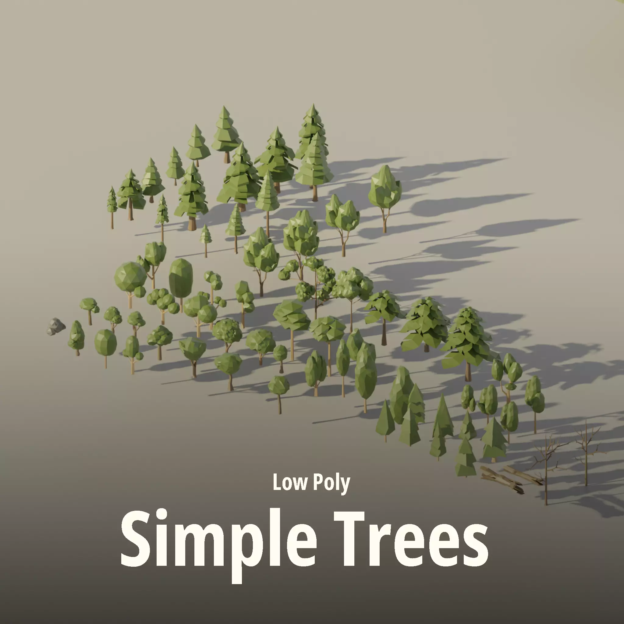Low Poly Simple Trees Low-poly 3D model_0