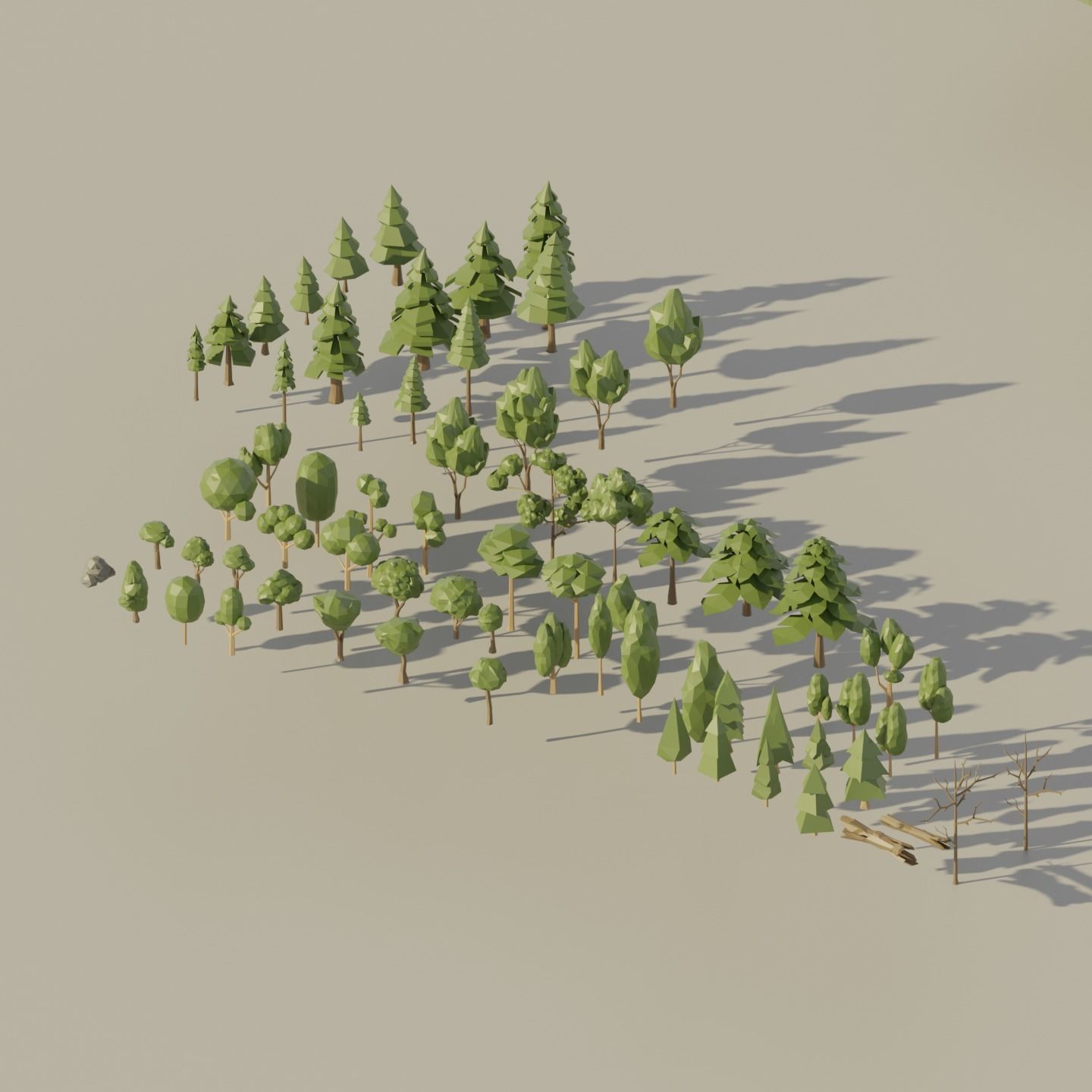 Low Poly Simple Trees Low-poly 3D model_1