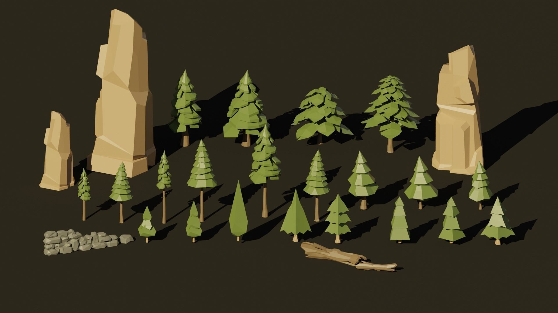 Low Poly Simple Trees Low-poly 3D model_8